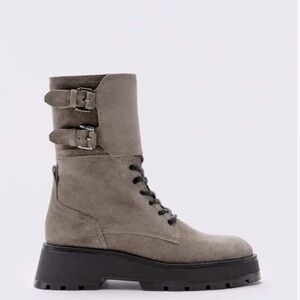 Massimo Dutti Gray Combat Boots
